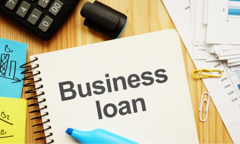 business loan folder on the desk from local bank in Granger
